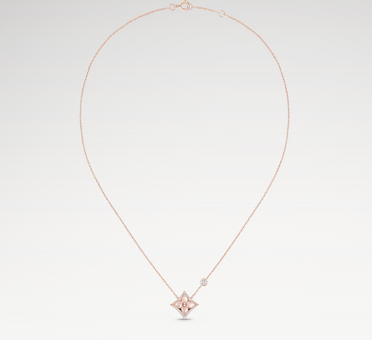 Color Blossom Necklace, 18k Gold Plated, Pink Mother-Of-Pearl, And Zirconia Diamond