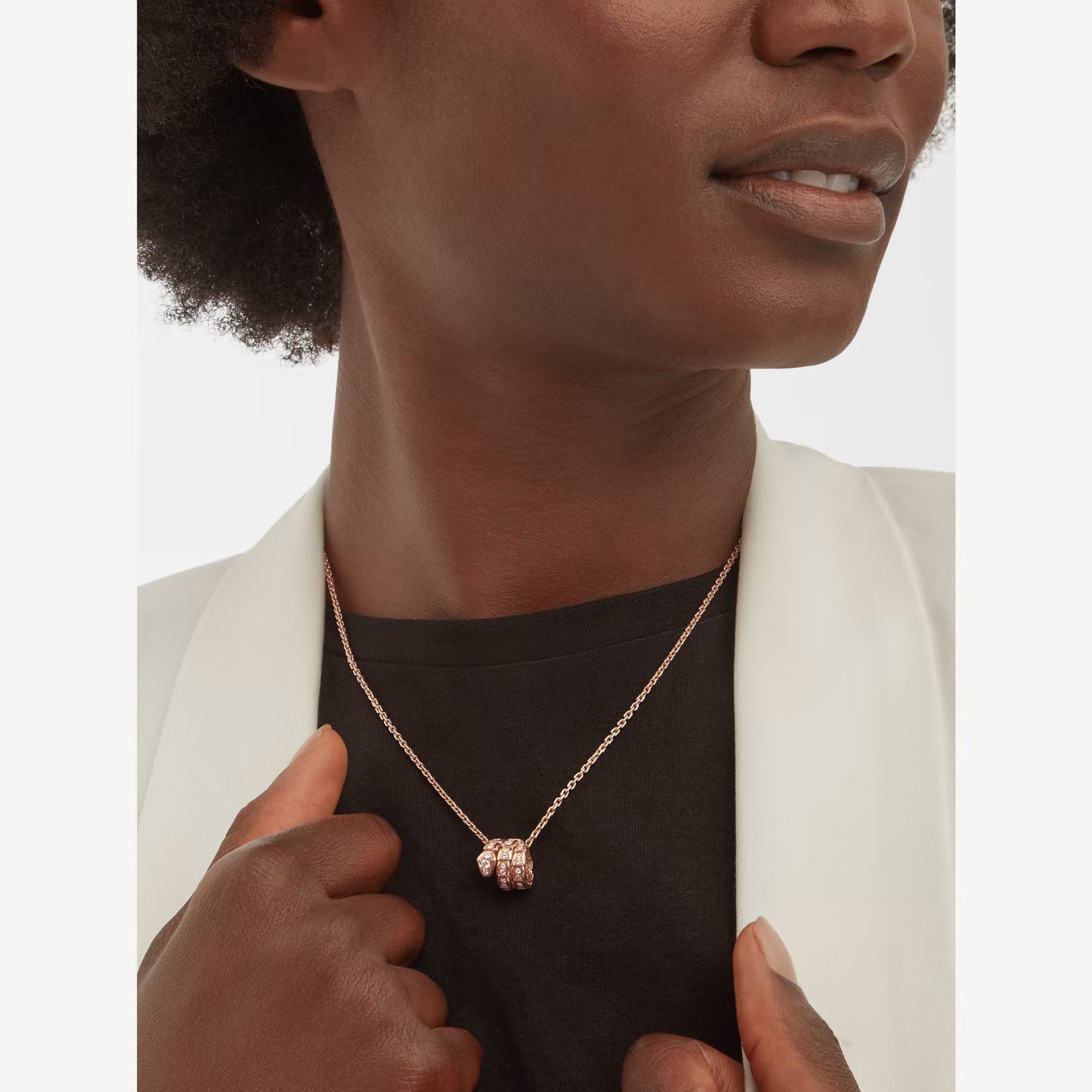 jewellax Serpenti Necklace,925 Silver,18k Rose Gold Plated,Cubic Zircon Paved