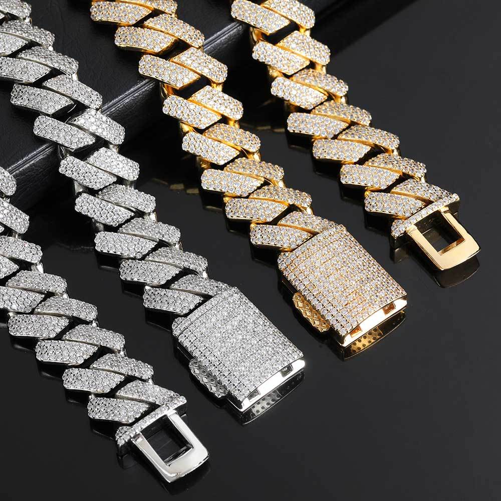 jewellax Diamond Cuban Bracelet,four Row Of Zircons