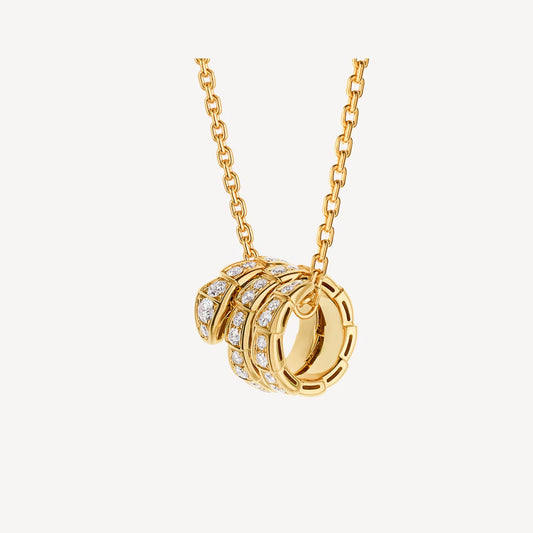 jewellax Serpenti Necklace,925 Silver,18k Yellow Gold Plated,Cubic Zircon Paved