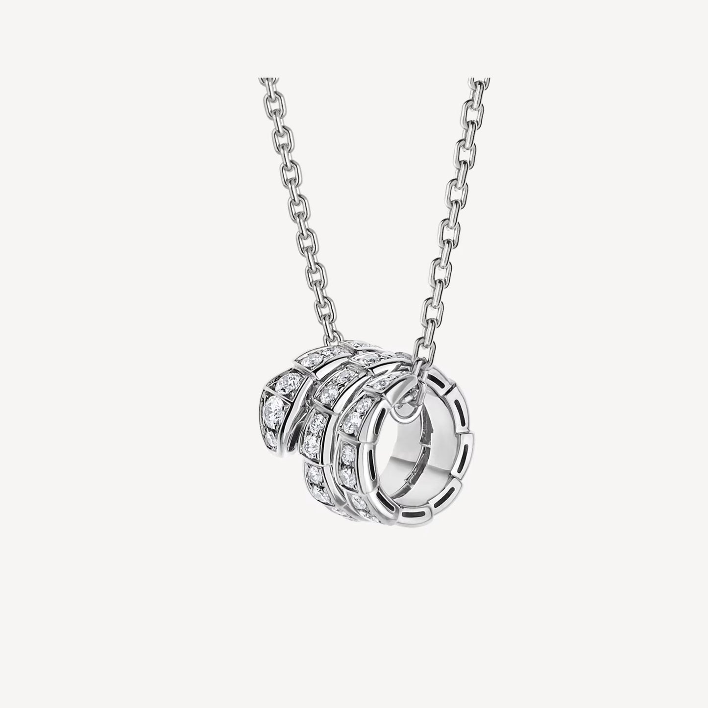 jewellax Serpenti Necklace,925 Silver,18k White Gold Plated,Cubic Zircon Paved