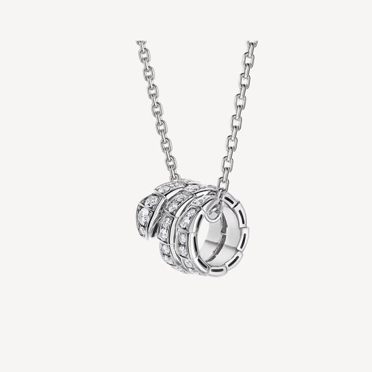 jewellax Serpenti Necklace,925 Silver,18k White Gold Plated,Cubic Zircon Paved