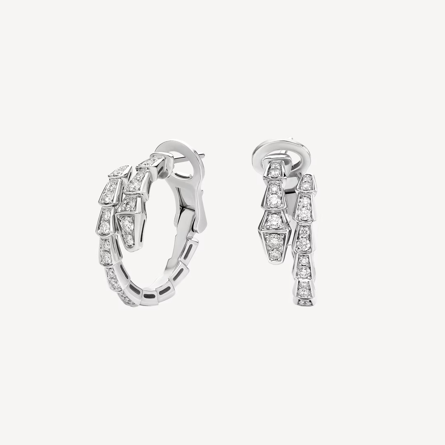 jewellax Serpenti Earring,925 Silver,18k White Gold Plated,Cubic Zircon Paved