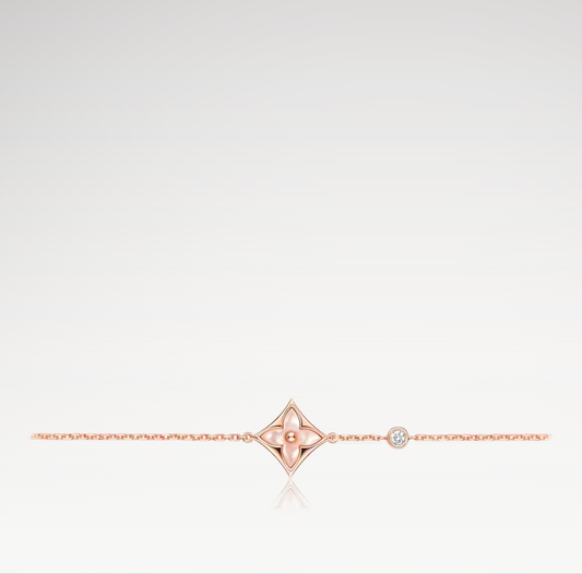 Color Blossom Star Bracelet, Plated With 18k Rose Gold, Pink Mother-of-Pearl, And Zircon