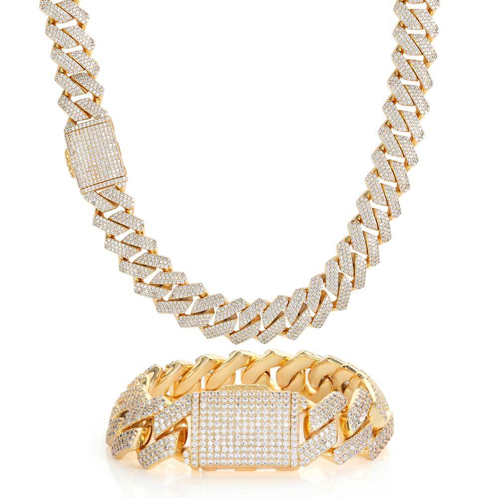 jewellax Diamond Cuban Bracelet,four Row Of Zircons