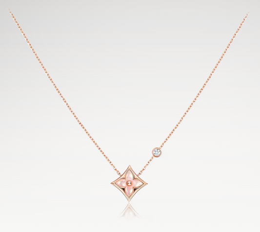 Color Blossom Necklace, 18k Gold Plated, Pink Mother-Of-Pearl, And Zirconia Diamond