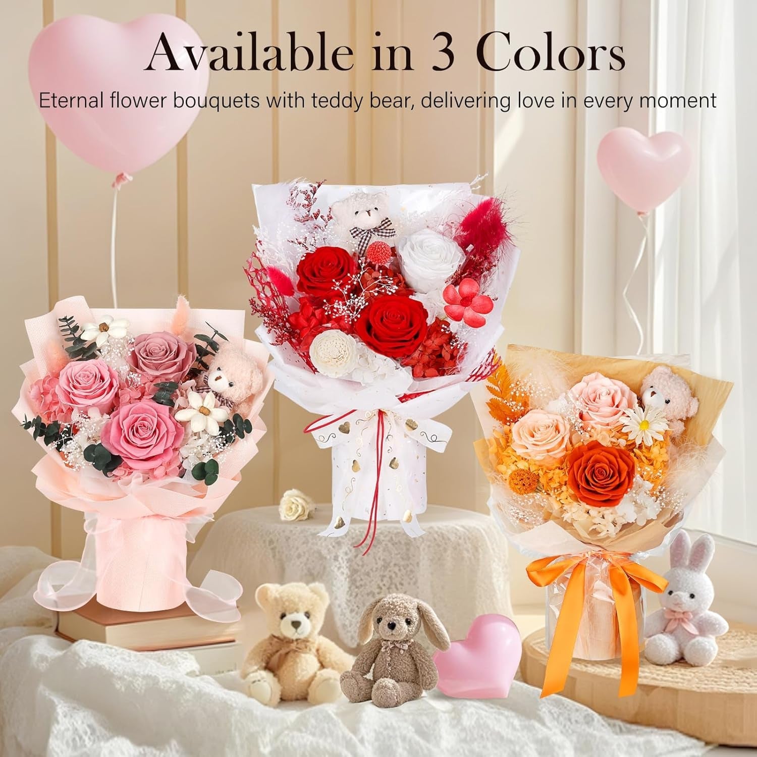 Preserved Flowers Bear Bouquet
