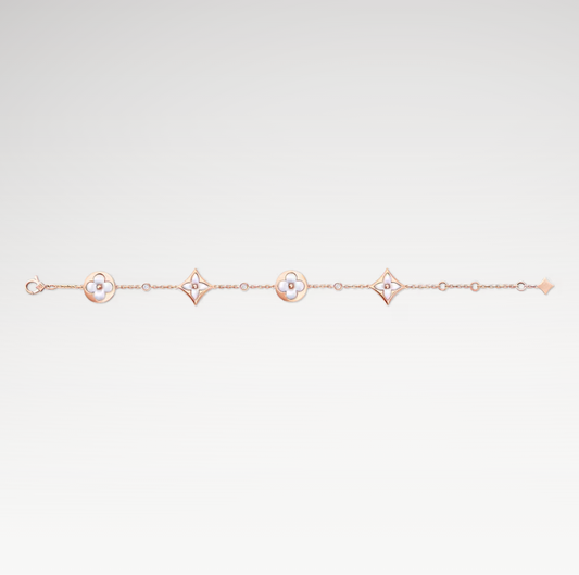 Color Blossom Multi-Pattern Bracelet, Plated With 18k Rose Gold, White Mother-of-Pearl, And Zircon