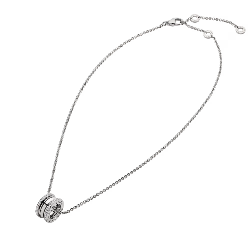 Mumtaz Jewellers B.zero1 necklace, 925 Silver, 18k Gold Plated, Pendant edge set with zircons