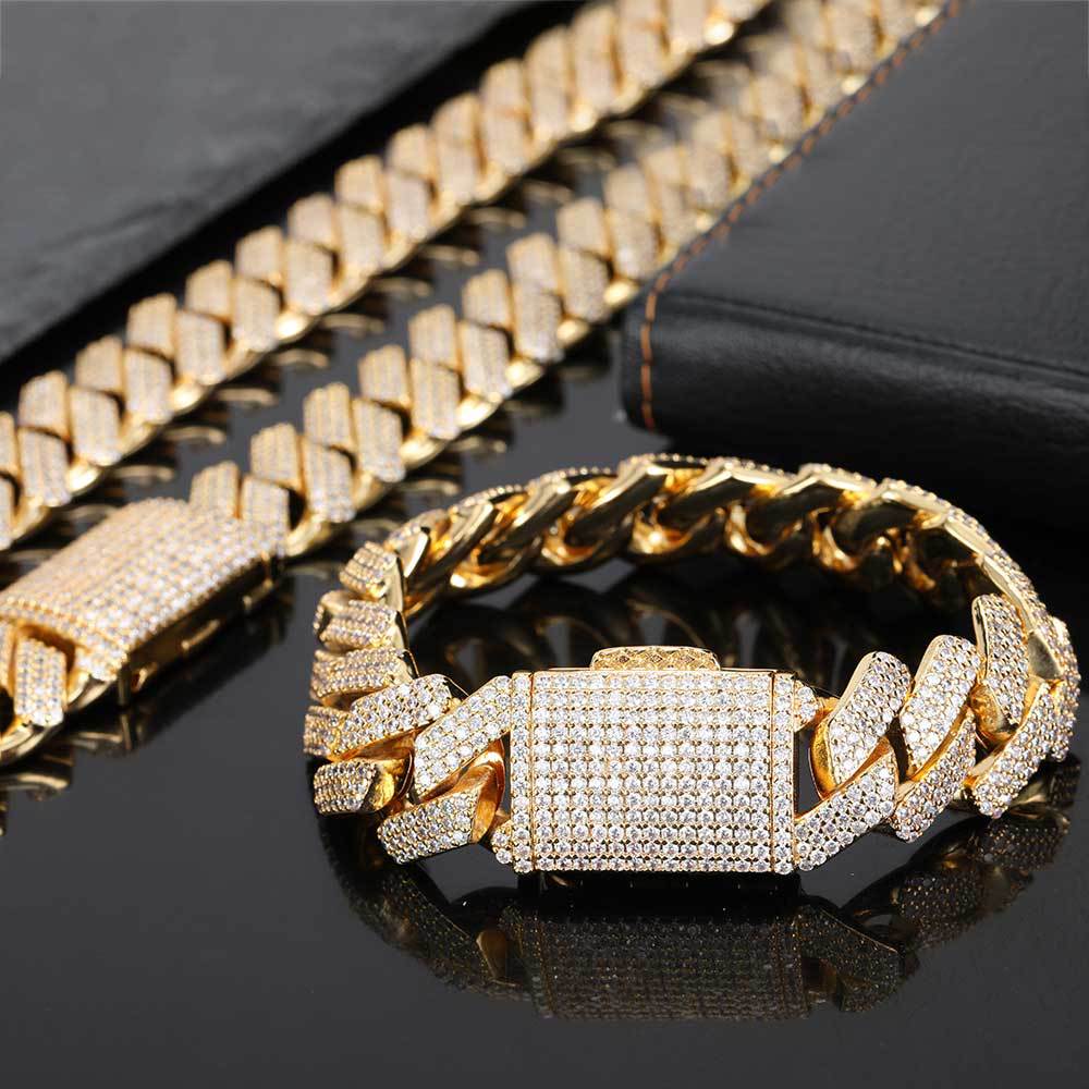 jewellax Diamond Cuban Bracelet,four Row Of Zircons
