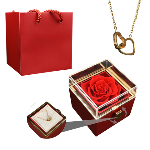Preserved Rose Engraved Necklace with Names