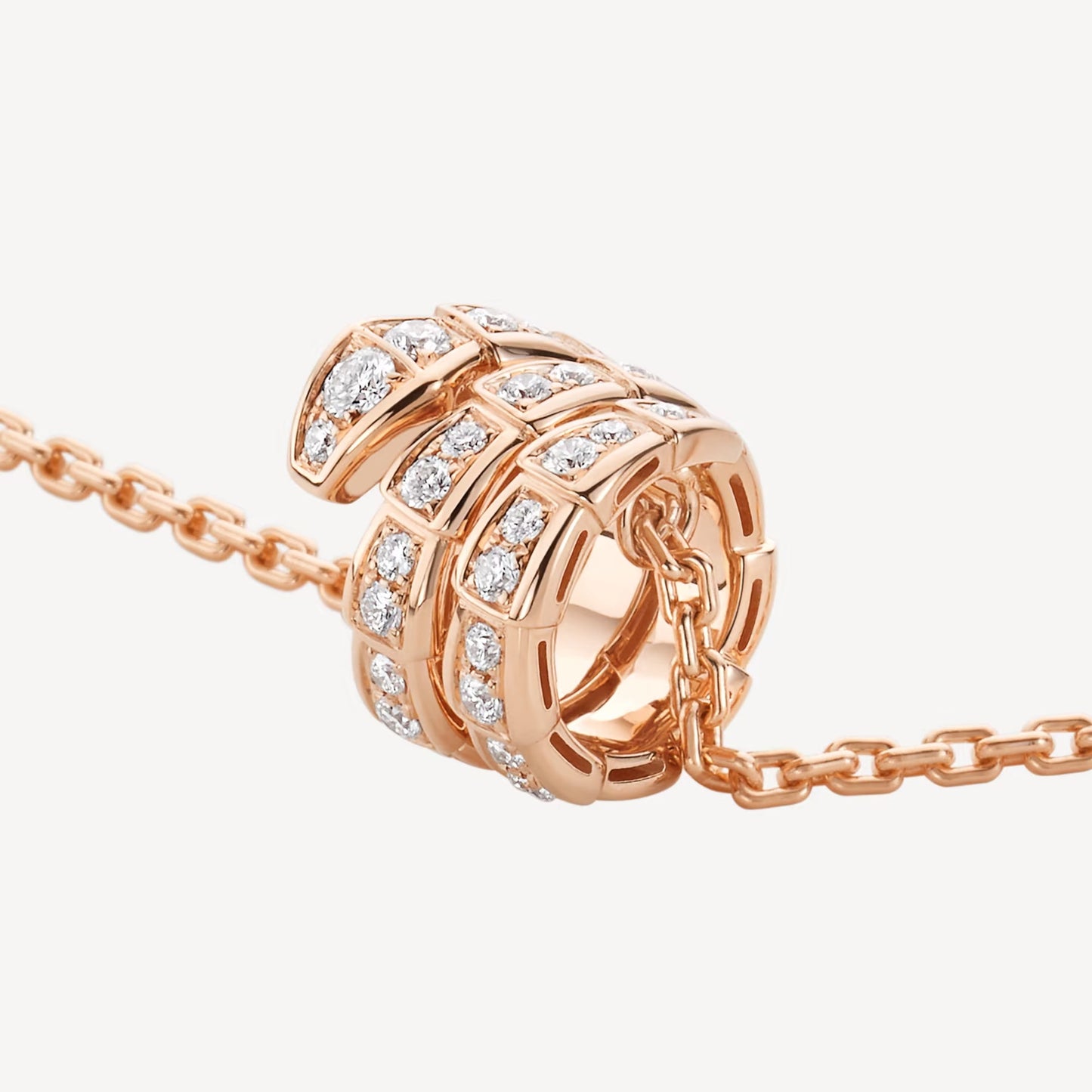 jewellax Serpenti Necklace,925 Silver,18k Rose Gold Plated,Cubic Zircon Paved