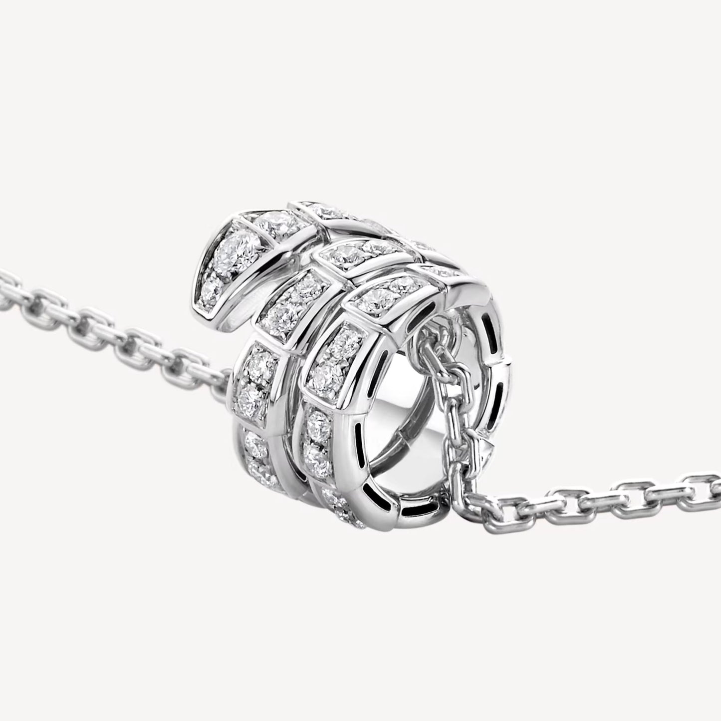 jewellax Serpenti Necklace,925 Silver,18k White Gold Plated,Cubic Zircon Paved