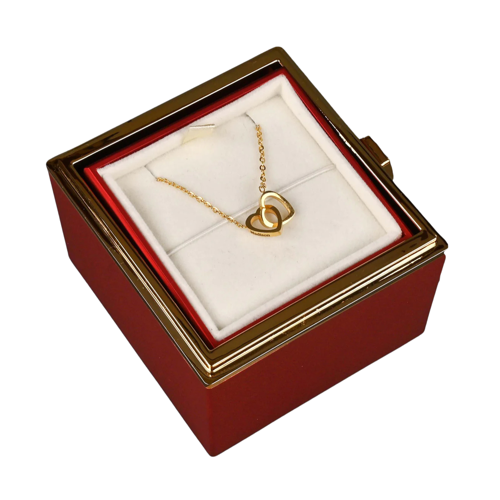 Preserved Rose Engraved Necklace with Your Names