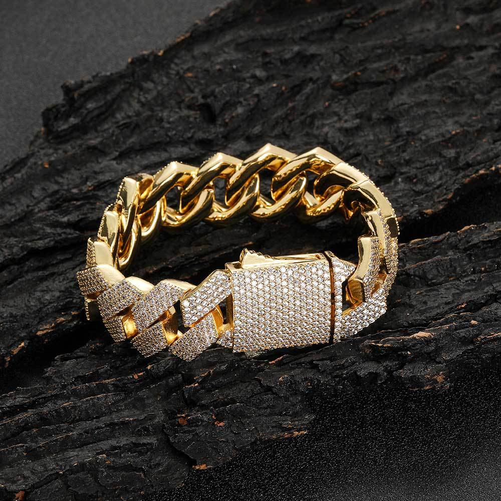 jewellax Diamond Cuban Bracelet,four Row Of Zircons