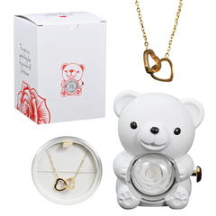 Rose Bear with Engraved Necklace