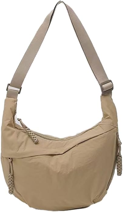 Hobo Tas Unisex – Retro Halve Maan Schoudertas van Nylon & Corduroy, Slouchy Crossbody