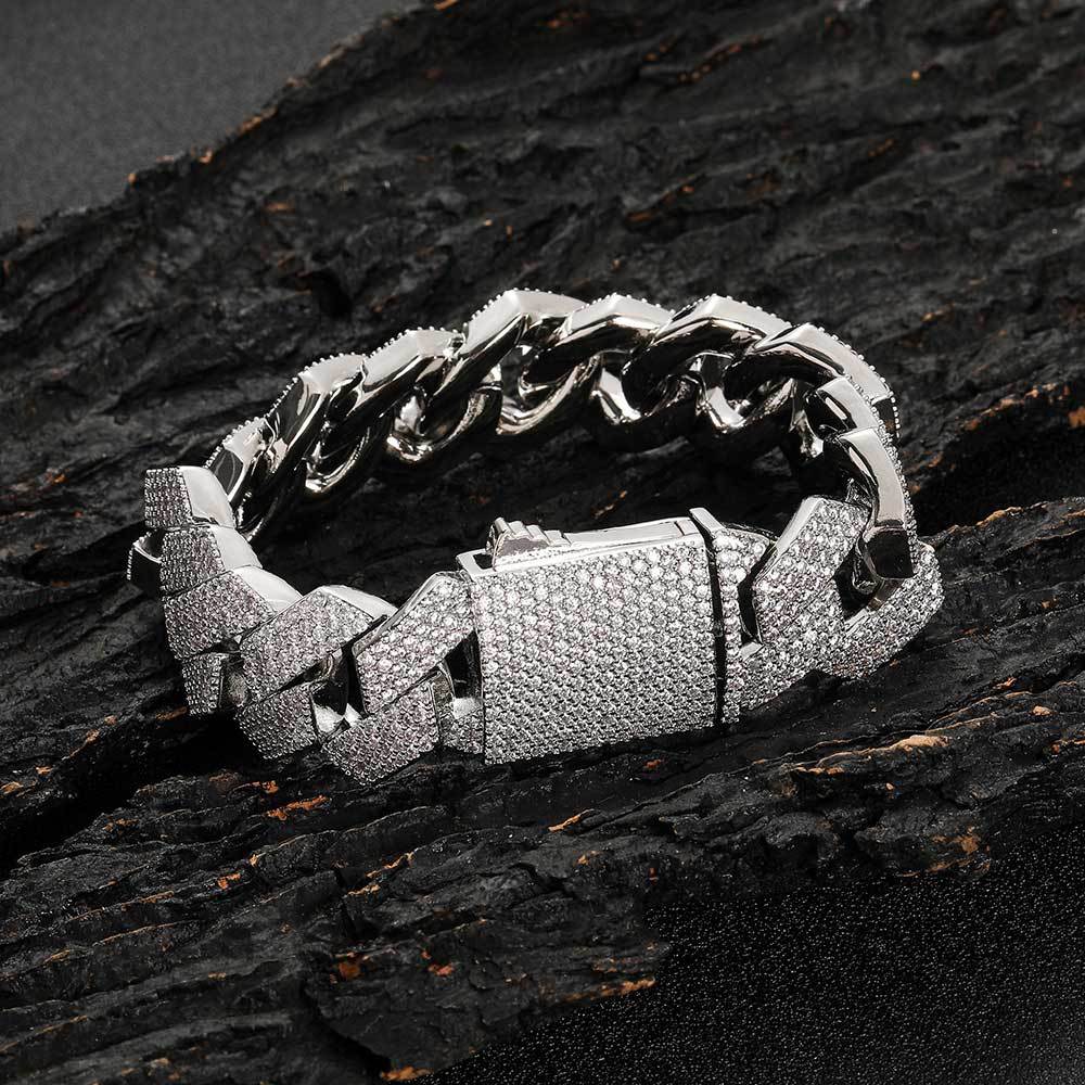 jewellax Diamond Cuban Bracelet,four Row Of Zircons