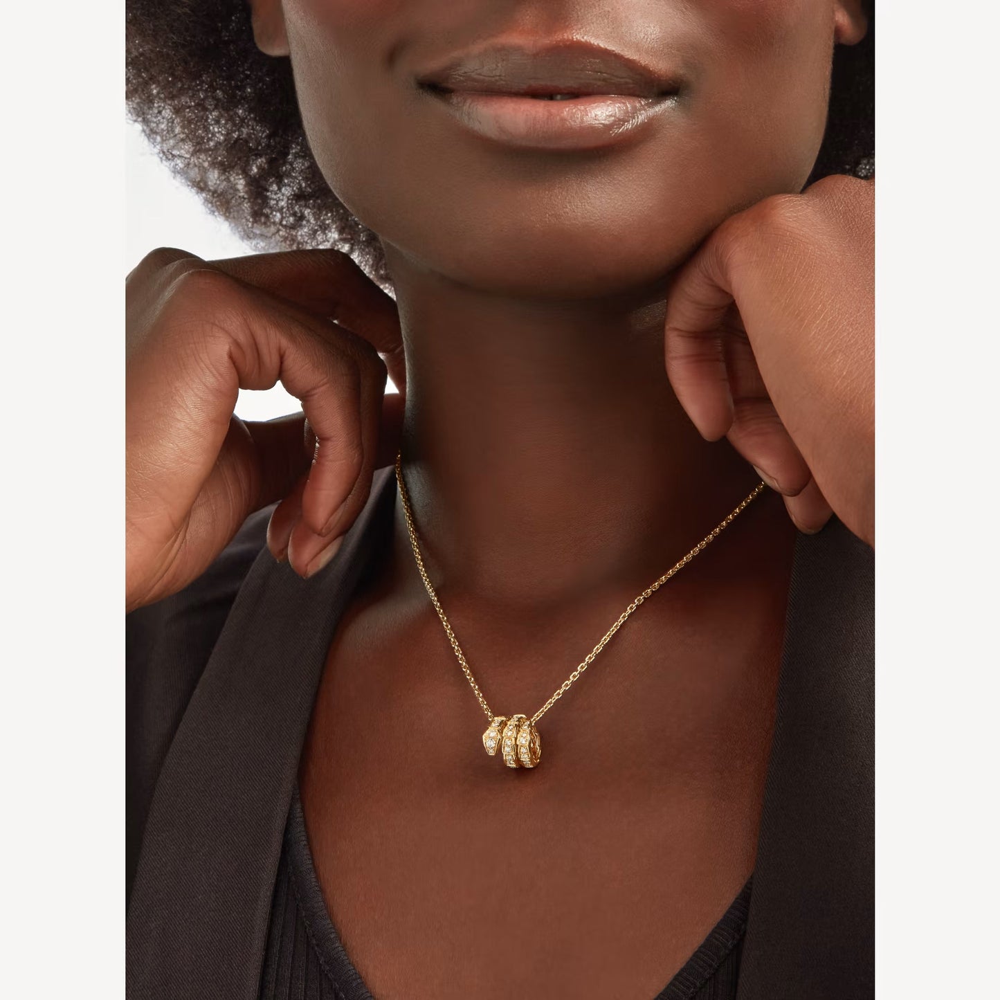 jewellax Serpenti Necklace,925 Silver,18k Yellow Gold Plated,Cubic Zircon Paved