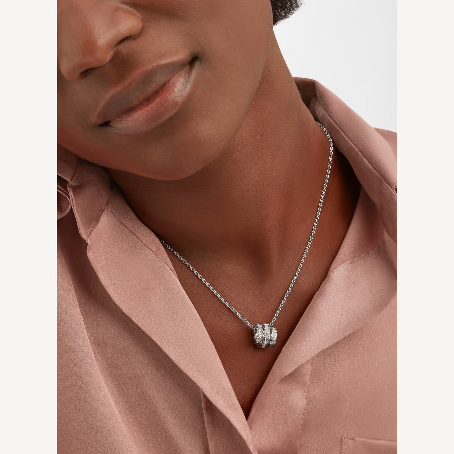 jewellax Serpenti Necklace,925 Silver,18k White Gold Plated,Cubic Zircon Paved