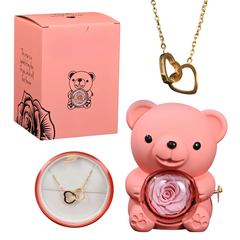 Rose Bear with Engraved Necklace