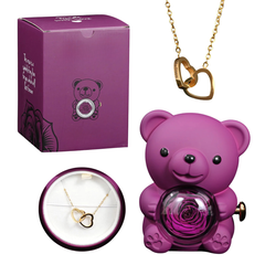 Rose Bear with Engraved Necklace