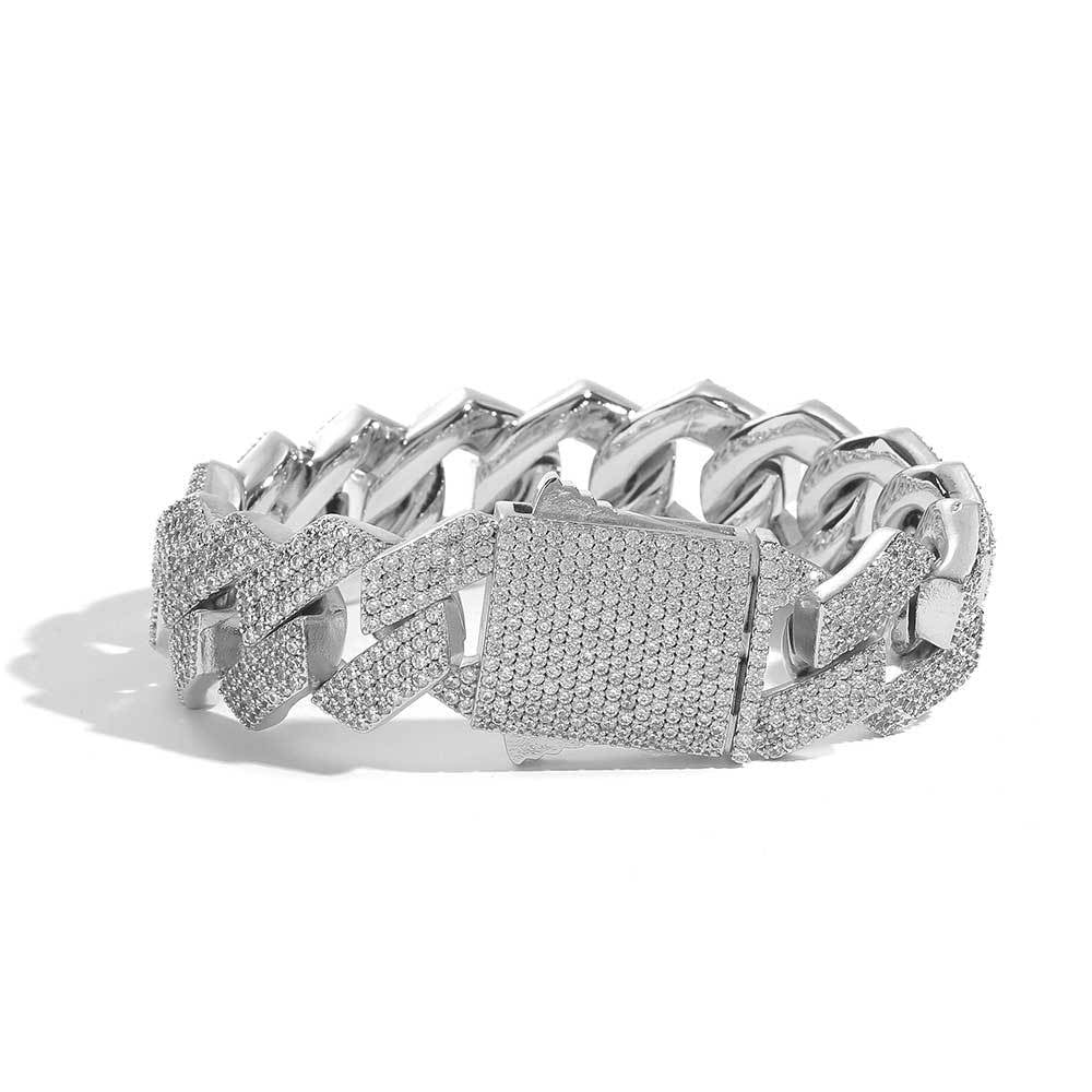 jewellax Diamond Cuban Bracelet,four Row Of Zircons