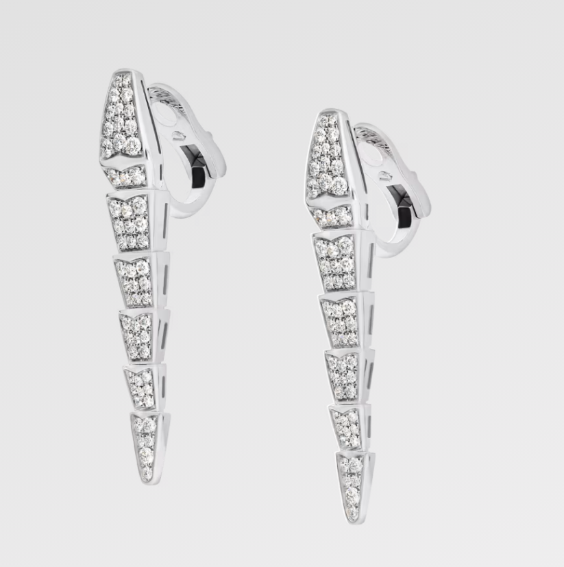 jewellax Serpenti viper earrings,925 Silver,18k White Gold Plated,Cubic Zircon Paved