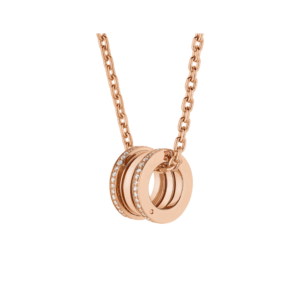 Mumtaz Jewellers B.zero1 necklace, 925 Silver, 18k Gold Plated, Pendant edge set with zircons