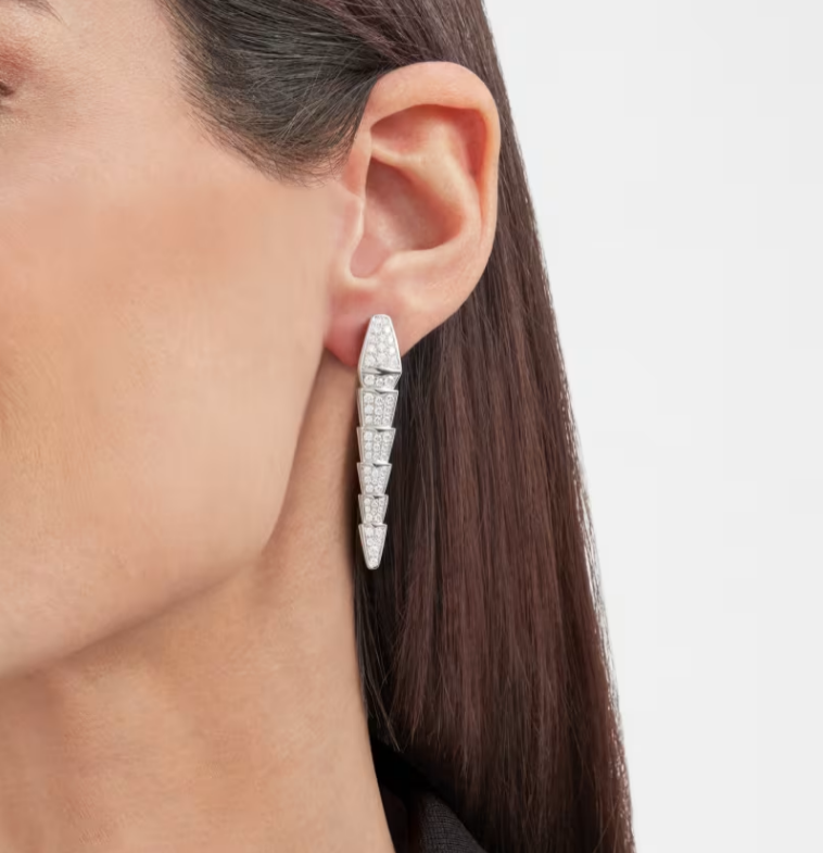 jewellax Serpenti viper earrings,925 Silver,18k White Gold Plated,Cubic Zircon Paved