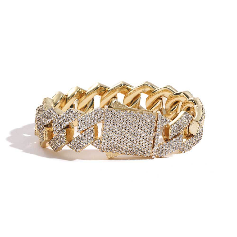 jewellax Diamond Cuban Bracelet,four Row Of Zircons