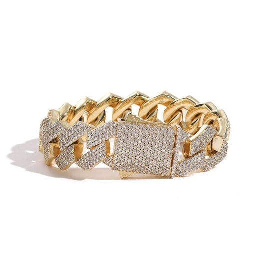 jewellax Diamond Cuban Bracelet,four Row Of Zircons