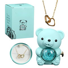Rose Bear with Engraved Necklace