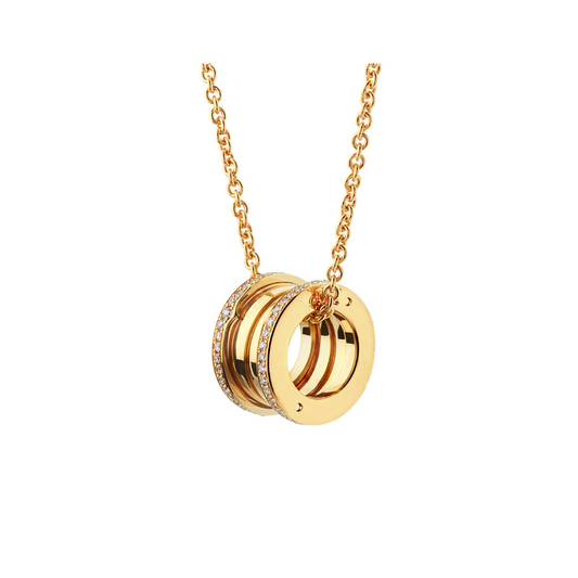 Mumtaz Jewellers B.zero1 necklace, 925 Silver, 18k Gold Plated, Pendant edge set with zircons