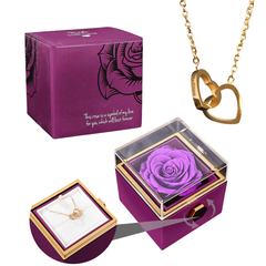 Preserved Rose Engraved Necklace with Names