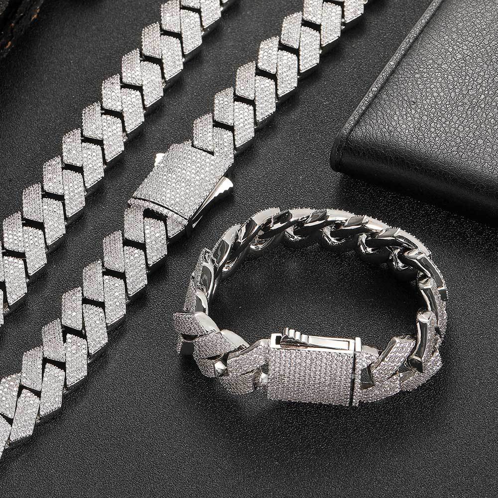 jewellax Diamond Cuban Bracelet,four Row Of Zircons